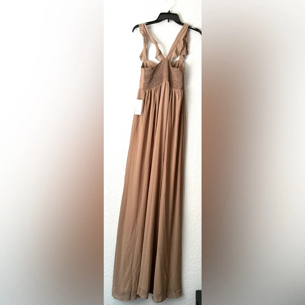 NWT Show Me Your Mumu Emily Empire Maxi Dress Soft Beige Chiffon Size M - Picture 5 of 11